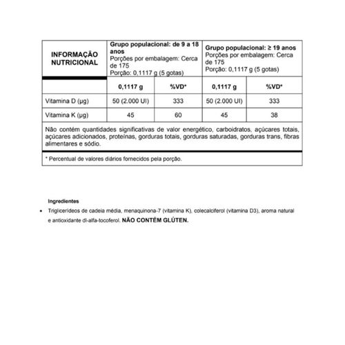 Vitamina D3 K2 Menta Vitafor 20ml