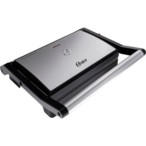 Mini Grill Elétrico Oster OGRL230 2 em 1 com abertura 180° - Inox 110V