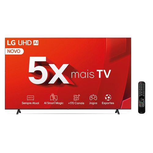 Smart TV 86" Ultra HD 4K LG LCD 86UT8050PSA com Processador a5 Ger7 AI, Alexa, Chromecast integrado, Otimizador de Jogos, webOS, Wi-Fi e USB