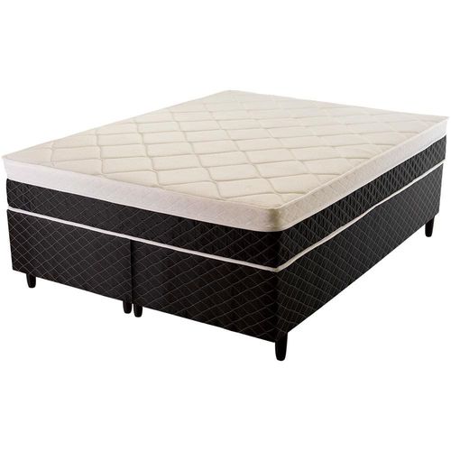 Cama Box Queen Size Hellen Palermo com Molas Ensacadas e Revestimento em Tecido Poliéster 62x158x198cm - Preto/Branco