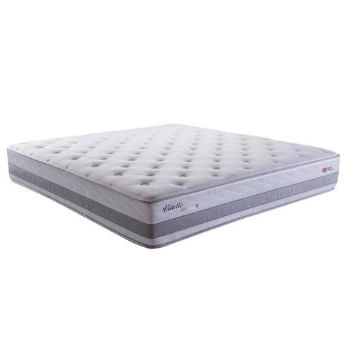 Cama King Size Herval Vitalle com Revestimento em Tecido Poliéster, Laterais com Bordado Matelassê e Colchão com Molas Maxpring 31x193x203cm – Cinza