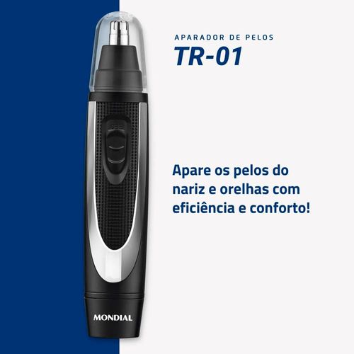 Aparador de Pelos Mondial Classic TR-01 Sem Fio Preto/Prata - à Pilha