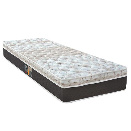 Colchão Solteirão Castor Sleep Class Híbrido com Euro Pillow e Molas Ensacadas 25x96x203 cm - Branco, Cinza e Marrom