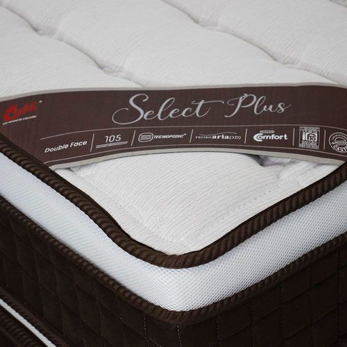 Cama Box Solteiro Castor Selle P Double com Revestimento em Tecido Suede + Colchão com Molejo Tecnopedic, Euro Pillow 34x88x188cm – Marrom e Bege