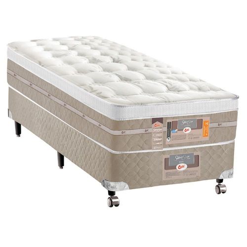 Cama Box Viúva Castor Silver Star Air com Molas Ensacadas 71x120x203cm – Branco/Bege