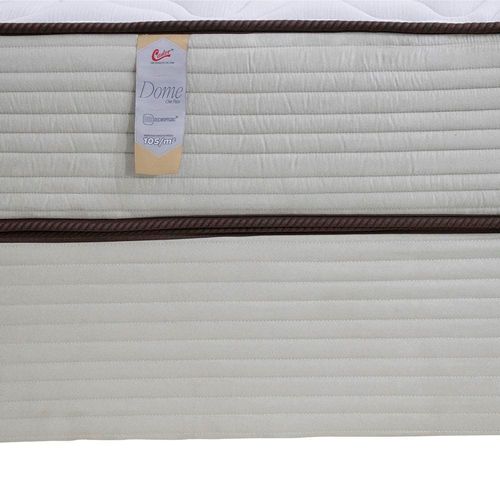 Cama Box Solteiro Castor Dome One Revestida em Tecido Suede + Colchão com Molejo Tecnopedic e Revestimento em Malha 27x88x188cm – Bege