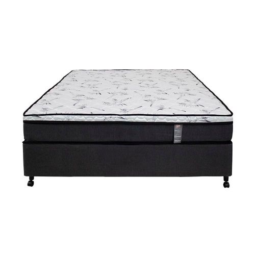 Cama Box Viúva Castor New Alfa com revestimento em tecido Poliéster Cinza + Colchão Viúva New Alfa One com Molejo Tecnopedic, Euro Pillow 24x128x188cm