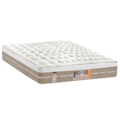 Cama Box Queen Size Castor Silver Star Air com Mola Pocket 71x158x198cm – Branco/Bege