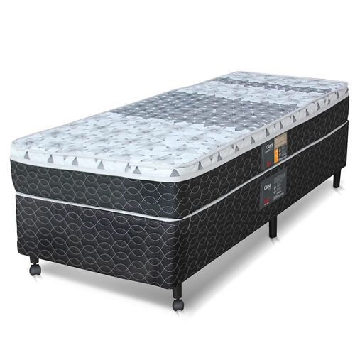 Cama Box Solteiro Castor Sleep Class com Mola Bonnel 64x78x188cm – Branco/Cinza