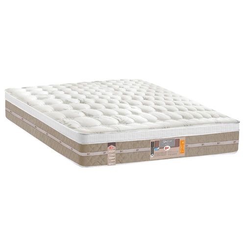 Cama Box Casal Castor Silver Star Air com Mola Pocket 71x138x188cm – Branco/Bege