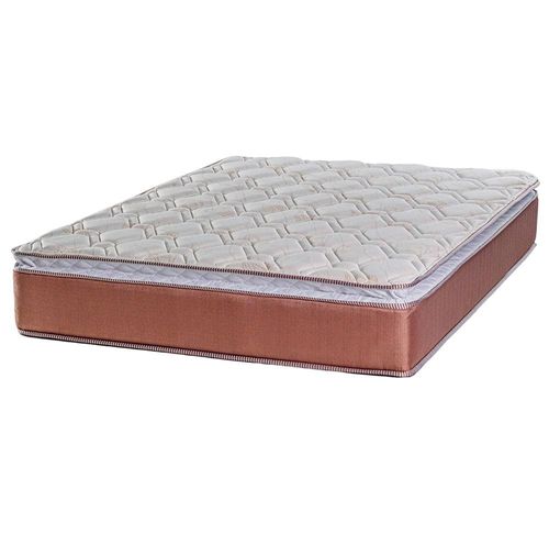 Cama Box Queen Size Luckspuma Madri com Molas Bonnel e Pillow Top 66x158x198cm - Rústico Marrom/Branco