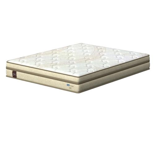 Cama Box Queen Size Probel Arezzo Revestido em Tecido Jacquard + Colchão com Pillow Euro e Molas Ensacadas Individualmente 26x188x158cm - Bege e Br