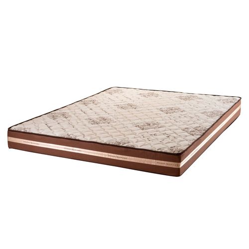 Cama Box Casal Barreto + Colchão Hellen Millenium Ortopédico com Espuma D33, Euro Pillow e Revestimento em Jacquard 19x138x188cm – Marrom e Bege