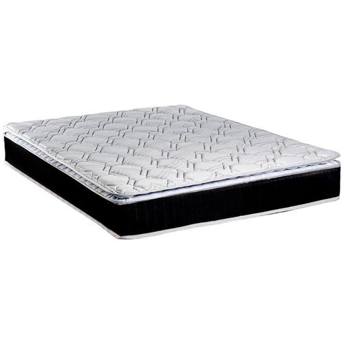 Colchão de Casal Luckspuma Spring com Molas Bonnel e Pillow Top 25x138x188cm - Cinza Chumbo/Branco