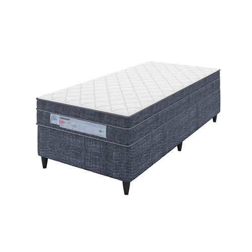 Cama Box de Solteiro Ortobom New Caring com Europillow e Molas Nanolastic 61x88x188cm - Cinza/Branco