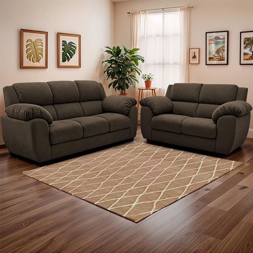 Sofá de 3 e 2 Lugares Cama inBox Paris com 202cm e 152cm de Larguras e Revestidos em Bouclé Marrom