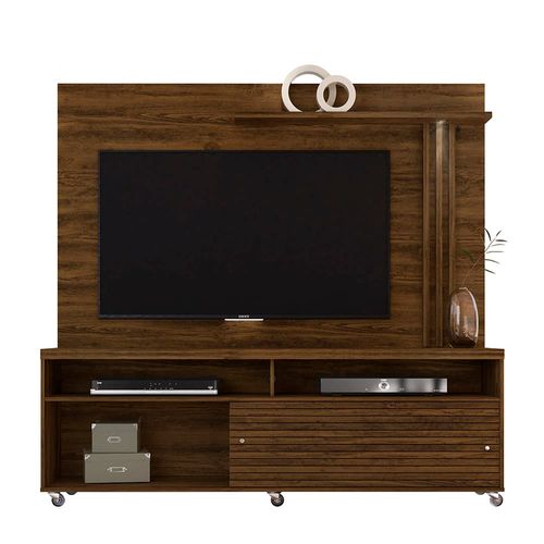 Rack Madetec Cross com 182cm de Largura + Painel Madetec Cross com 182cm de Largura, Ideal para TV de Até 65” Nogal