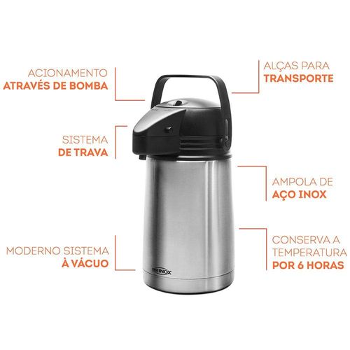 Garrafa Térmica Brinox Inox - 1,3 L