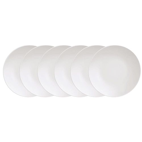 Conjunto com 6 Pratos de Sobremesa Tramontina Leonora em Porcelana 19 cm - Branco