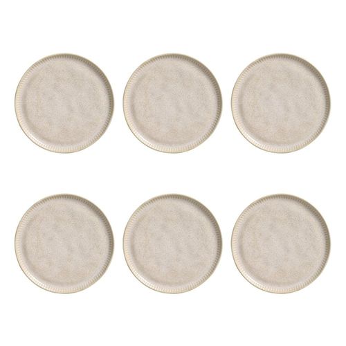 Conjunto de Pratos de Sobremesa Porto Brasil Linhas Latte com 6 peças - Bege