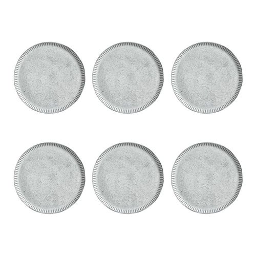 Conjunto de Pratos Rasos Porto Brasil Linhas Echo com 6 Peças - Branco