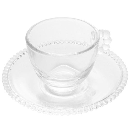 Conjunto com 4 Xícaras e Pires para Café Wolff Pearl em Cristal - 80 ml