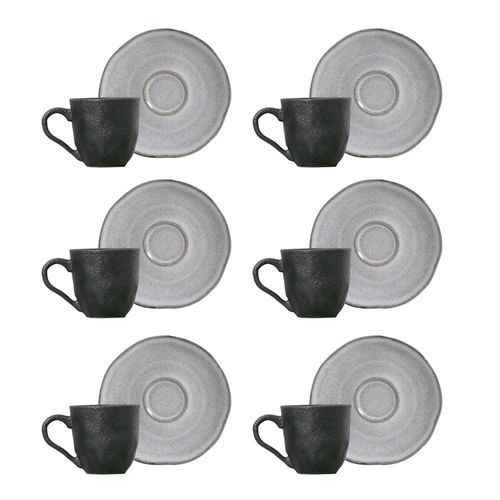 Conjunto de Xícaras de Café com Pires Porto Brasil Orgânico Concreto 6 peças - 120 ml