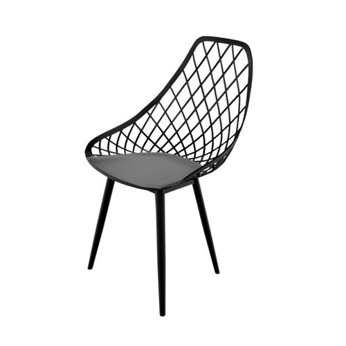 Conjunto com 4 Cadeiras de Jantar SeatCo Kayla Garden Com Pés Palito – Preta