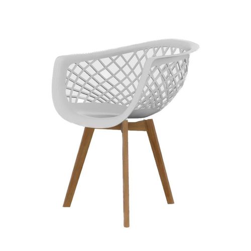 Conjunto com 4 Cadeiras de Jantar SeatCo Web PP Wood com Detalhes Vazados Branca