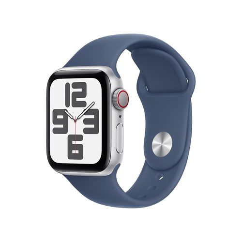 Apple Watch SE GPS + Cellular, Caixa Prateada de Alumínio – 40 mm, Pulseira Esportiva Denim – P/M