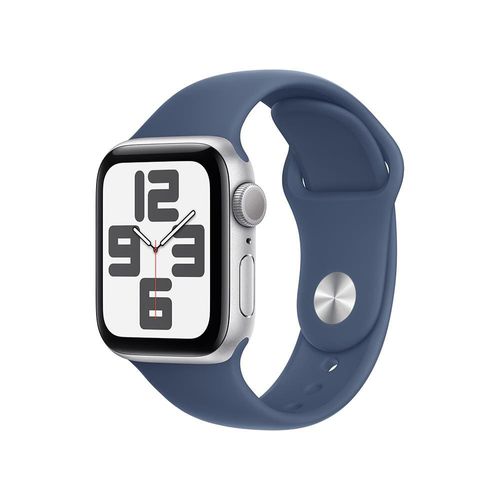 Apple Watch SE GPS, Caixa Prateada de Alumínio – 40 mm e Pulseira Esportiva Denim – M/G