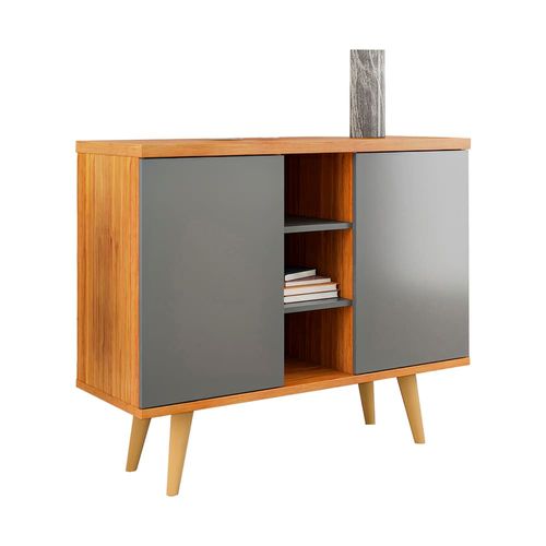 Buffet Viero Ulisses com 2 portas e 4 prateleira - 101cm de largura Mel e Cinza