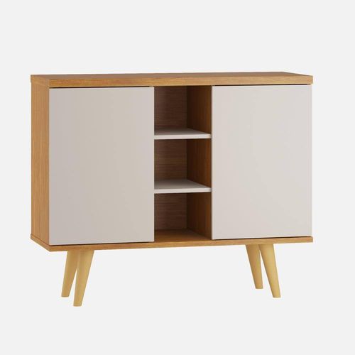 Buffet Viero Ulisses com 2 portas e 4 prateleira - 101cm de largura Mel e Off White