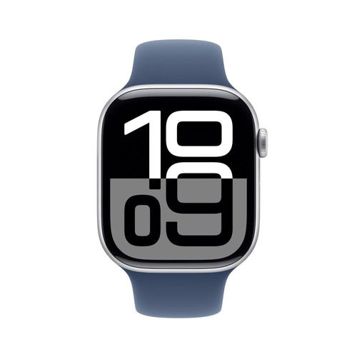 Apple Watch Series 10 GPS + Cellular, Caixa Prateada de Alumínio – 46 mm e Pulseira Esportiva Denim – M/G