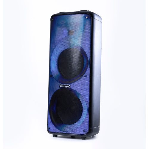 Caixa de Som Amplificada Amvox Party Vox Prime Bivolt com Bluetooth, Alça, 2 woofers de 10", 1 tweeter de 3" e Display de LED 2000W - Preta