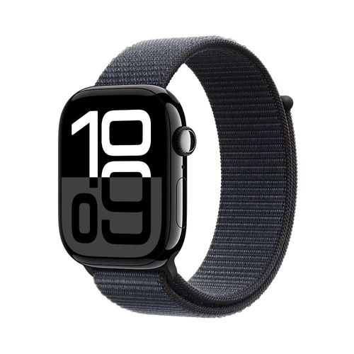 Apple Watch Series 10 GPS, Caixa preta brilhante de alumínio – 46 mm - Pulseira loop esportiva Tinto