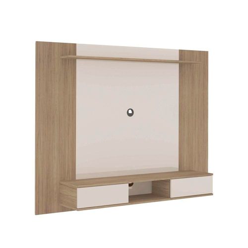 Painel Artely Nevada com 2 Portas e 3 Nichos, 176cm de Largura, Ideal para TV de até 75`` – Carvalho/Off White
