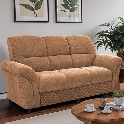 Sofá 3 Lugares Cama inBox Mourato com 187cm de Largura e Revestido em Bouclé Caramelo