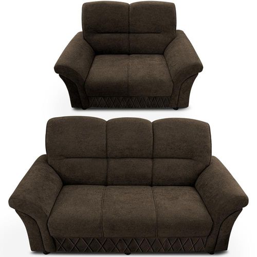 Sofá de 3 e 2 Lugares Cama inBox Mourato com 187cm e 140cm de Larguras e Revestidos em Bouclé Marrom