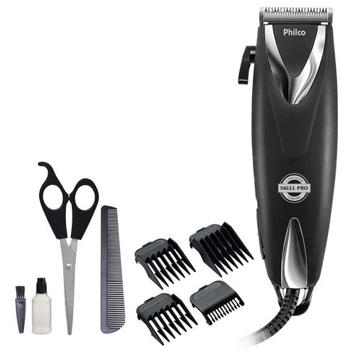 Máquina de Cortar Cabelo Philco PCR12CR Skull Pro Chrome 9 em 1 - Preta 110V