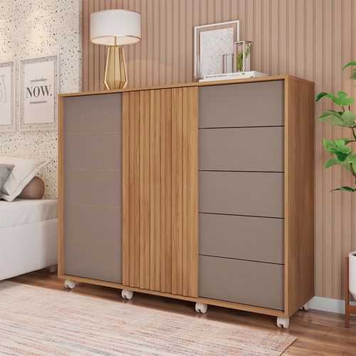 Cômoda Espaçosa Pegasus 2 Portas 5 Gavetas 3 Prateleiras Caemmun
