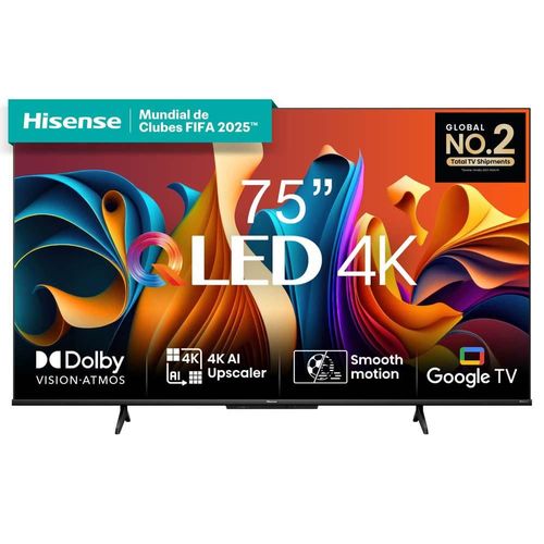 Smart TV 75” Hisense Ultra HD 4K QLED Q6N com Wi-Fi, Bluetooth, USB e HDMI - 75A51HUA