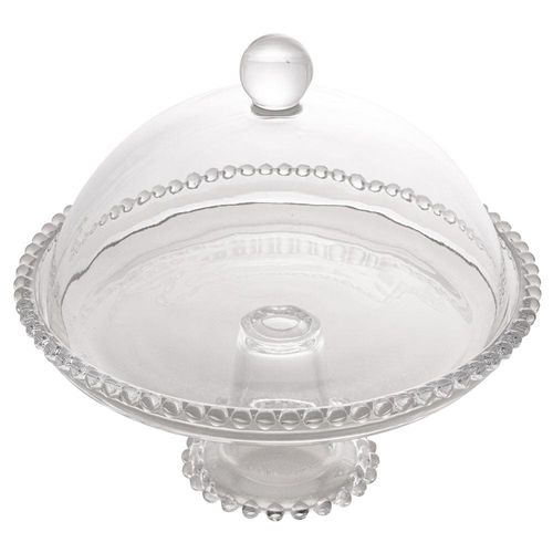 Boleira Wolff Pearl com Pé e Tampa em Cristal - 20 cm