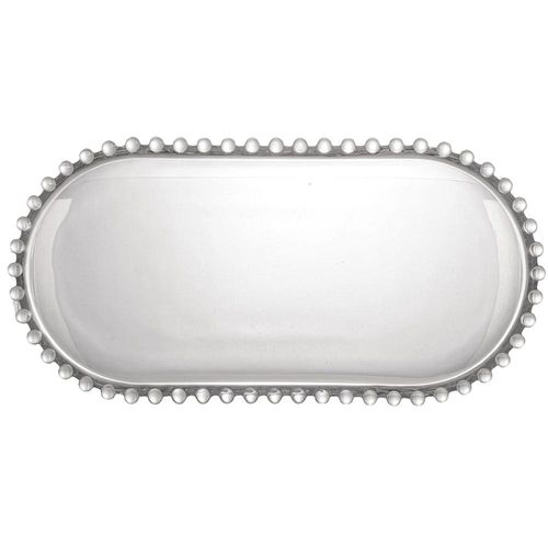 Travessa Oval Wolff Pearl em Cristal - 14,5 x 29,5 cm