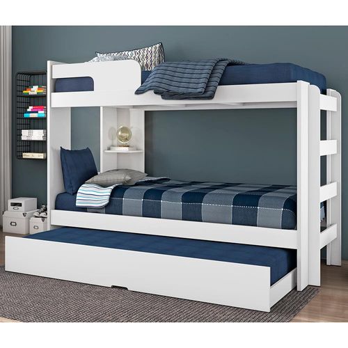 Beliche Conquista Lucca com Escada, Prateleira e Cama Auxiliar Premium II Branco
