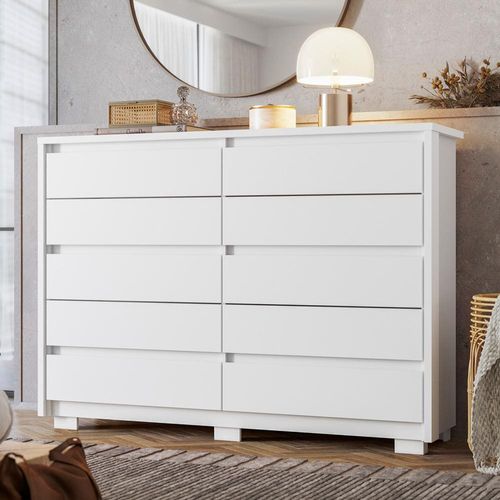Cômoda Palumoveis Duetto com 10 Gavetas – 151cm de Largura Branco