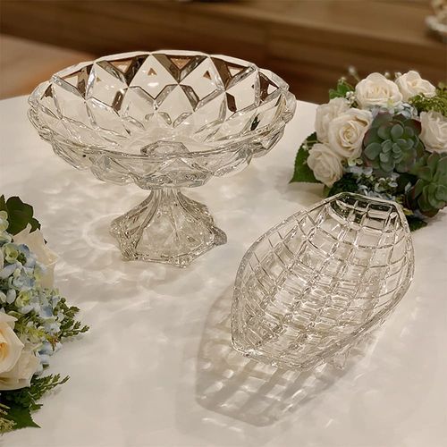 Centro de Mesa Lyor em Cristal Deli Diamond - 32,5 x 19,5cm