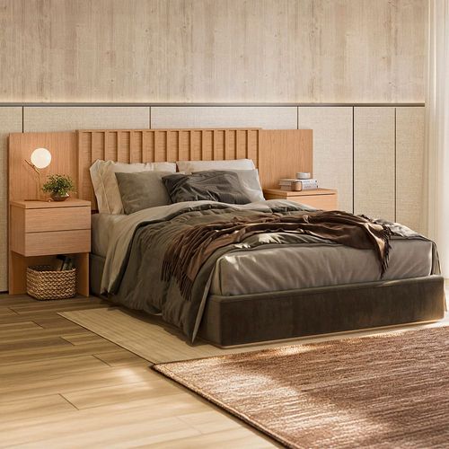 Cabeceira para Cama de Casal e Queen Size Palumóveis Olinda Extensível - 300cm de Largura Freijó