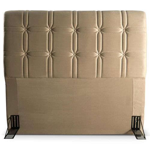 Cabeceira para Cama de Solteiro Hellen Zeus com Revestimento Platinum - 90cm de largura Bege