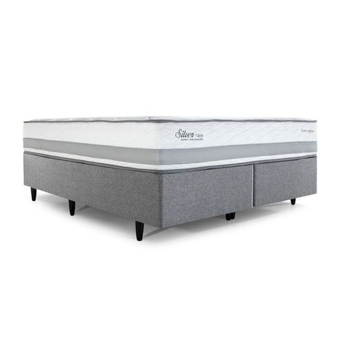 Cama Queen Size Herval Silver com Pillow Top e Molas Ensacadas 69x158x198cm - Cinza